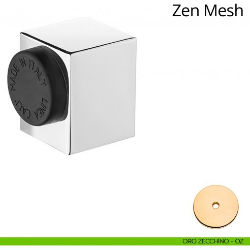 Fermaporta a pavimento quadrato Zen Linea Calì oro zecchino