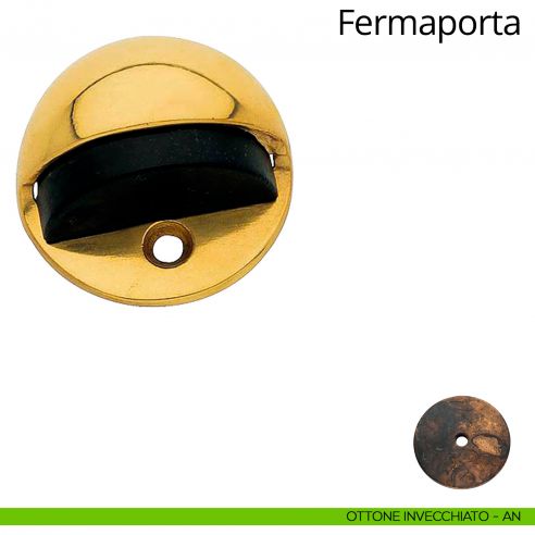 Fermaporta chiocciola a pavimento Linea Calì ottone invecchiato