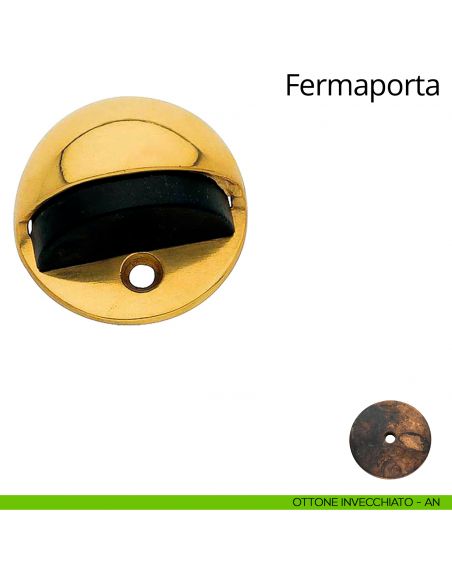 Fermaporta chiocciola a pavimento Linea Calì ottone invecchiato