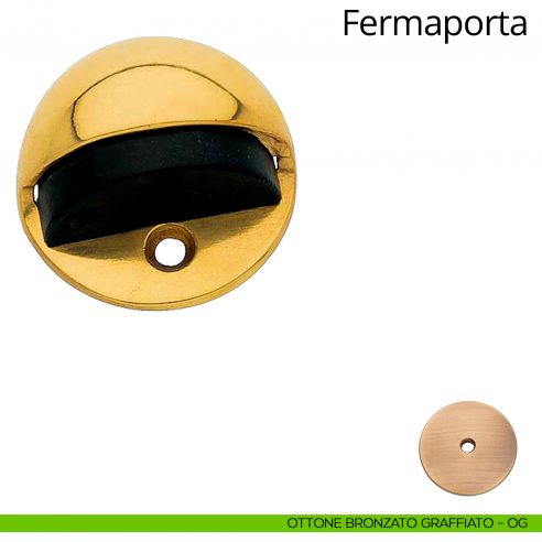 Fermaporta chiocciola a pavimento Linea Calì ottone bronzato graffiato