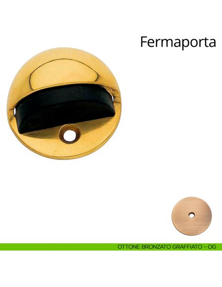 Fermaporta chiocciola a pavimento Linea Calì ottone bronzato graffiato