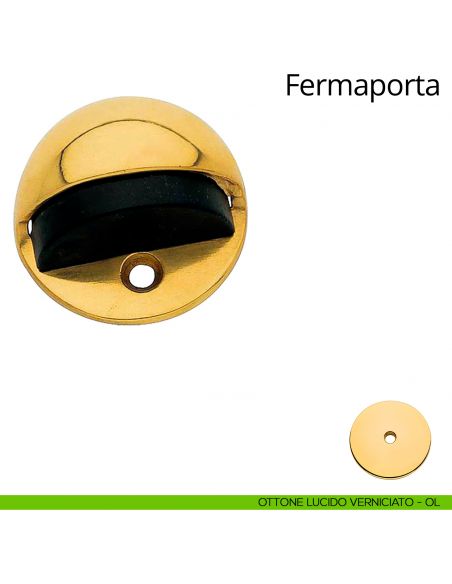 Fermaporta chiocciola a pavimento Linea Calì ottone lucido verniciato