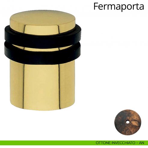 Fermaporta cilindrico a pavimento Linea Calì ottone invecchiato