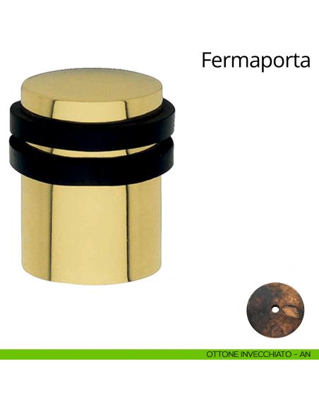 Fermaporta cilindrico a pavimento Linea Calì ottone invecchiato