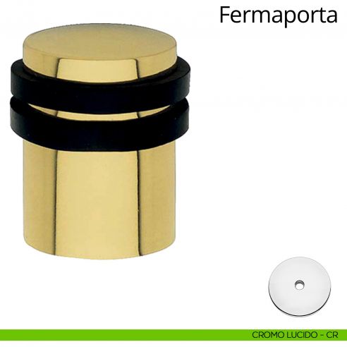 Fermaporta cilindrico a pavimento Linea Calì cromo lucido