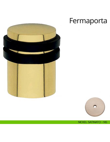 Fermaporta cilindrico a pavimento Linea Calì nichel satinato