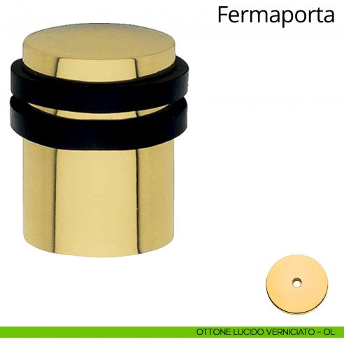 Fermaporta cilindrico a pavimento Linea Calì ottone lucido verniciato