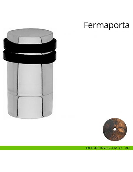 Fermaporta cilindrico con prolunga a pavimento Linea Calì ottone invecchiato