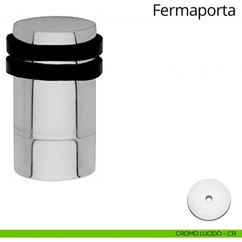 Fermaporta cilindrico con prolunga a pavimento Linea Calì cromo lucido