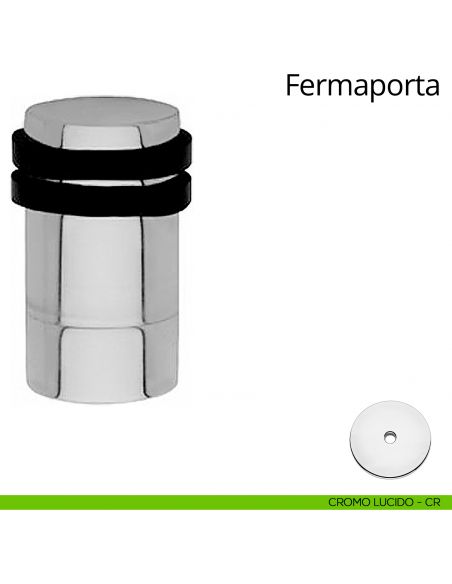 Fermaporta cilindrico con prolunga a pavimento Linea Calì cromo lucido