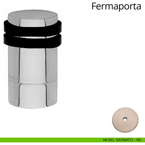 Fermaporta cilindrico con prolunga a pavimento Linea Calì nichel satinato