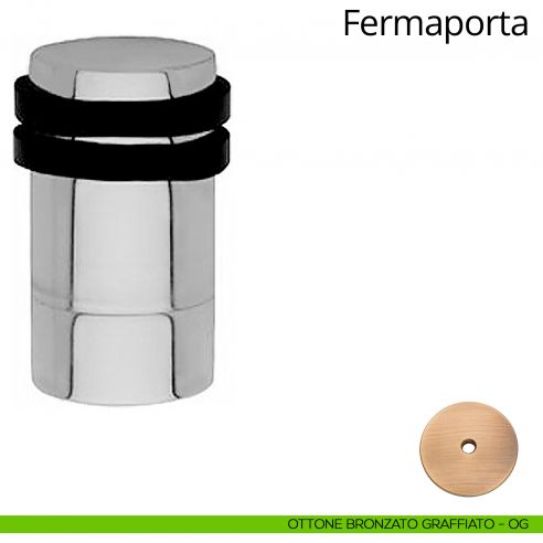 Fermaporta cilindrico con prolunga a pavimento Linea Calì ottone bronzato graffiato
