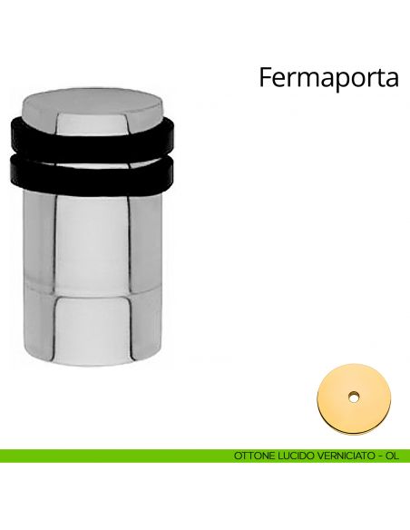 Fermaporta cilindrico con prolunga a pavimento Linea Calì ottone lucido verniciato