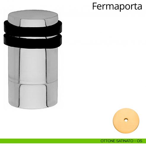 Fermaporta cilindrico con prolunga a pavimento Linea Calì ottone satinato