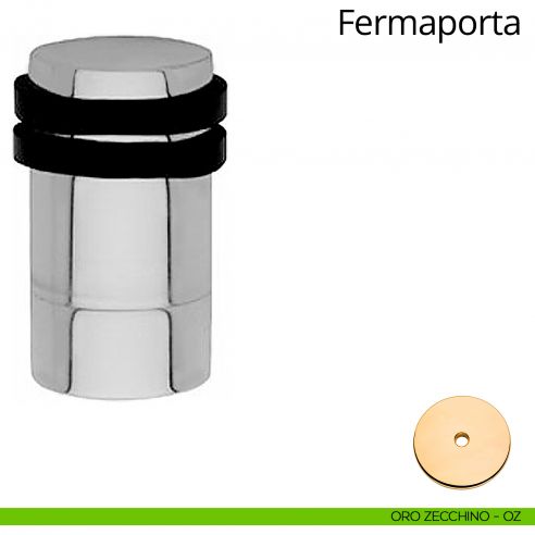 Fermaporta cilindrico con prolunga a pavimento Linea Calì oro zecchino