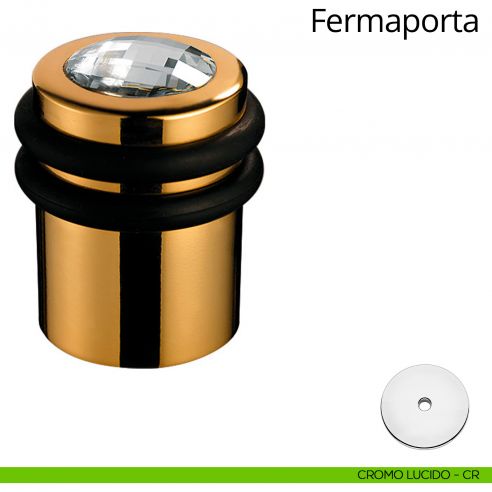 Fermaporta cilindrico con Swarovski a pavimento Linea Calì cromo lucido