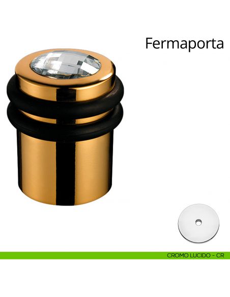 Fermaporta cilindrico con Swarovski a pavimento Linea Calì cromo lucido