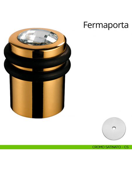 Fermaporta cilindrico con Swarovski a pavimento Linea Calì cromo satinato