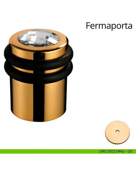 Fermaporta cilindrico con Swarovski a pavimento Linea Calì oro zecchino