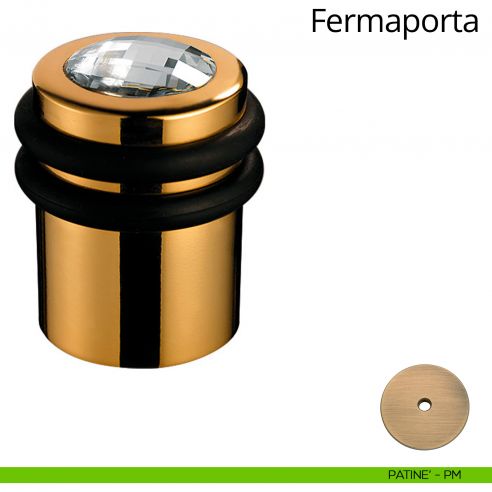 Fermaporta cilindrico con Swarovski a pavimento Linea Calì patinè