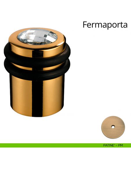 Fermaporta cilindrico con Swarovski a pavimento Linea Calì patinè