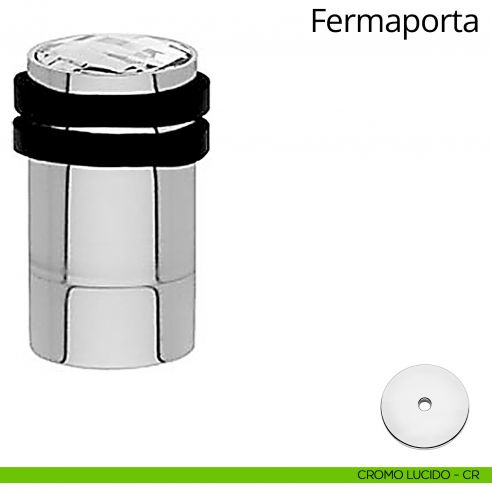 Fermaporta cilindrico con Swarovski e prolunga a pavimento Linea Calì cromo lucido