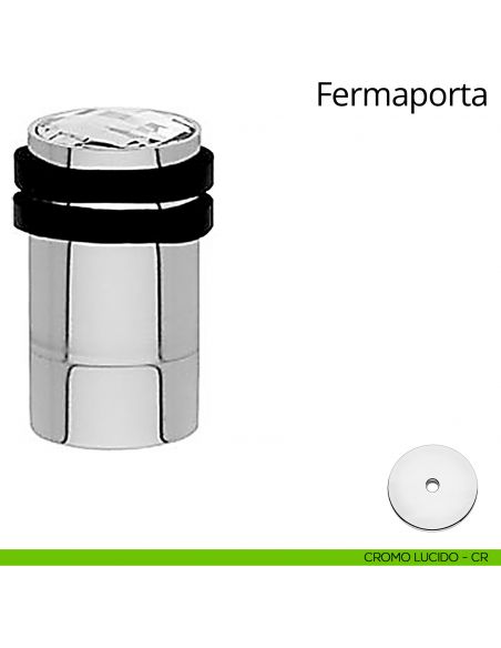 Fermaporta cilindrico con Swarovski e prolunga a pavimento Linea Calì cromo lucido