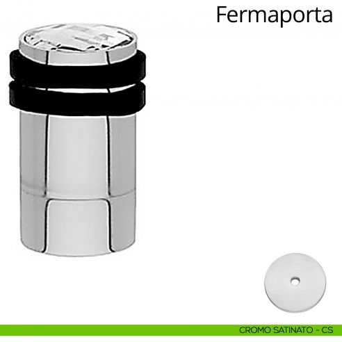 Fermaporta cilindrico con Swarovski e prolunga a pavimento Linea Calì cromo satinato