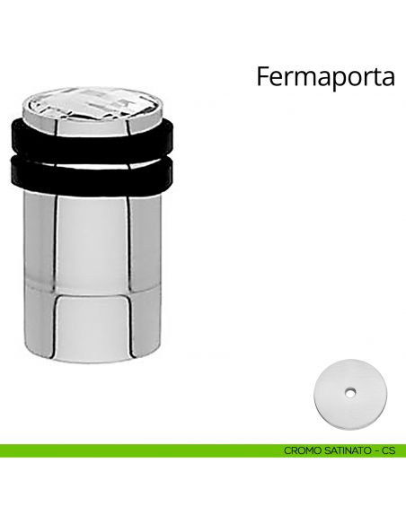 Fermaporta cilindrico con Swarovski e prolunga a pavimento Linea Calì cromo satinato