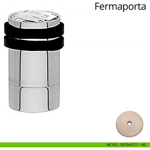 Fermaporta cilindrico con Swarovski e prolunga a pavimento Linea Calì nichel satinato