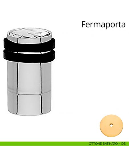 Fermaporta cilindrico con Swarovski e prolunga a pavimento Linea Calì ottone satinato