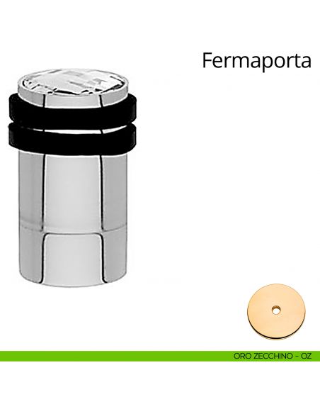 Fermaporta cilindrico con Swarovski e prolunga a pavimento Linea Calì oro zecchino