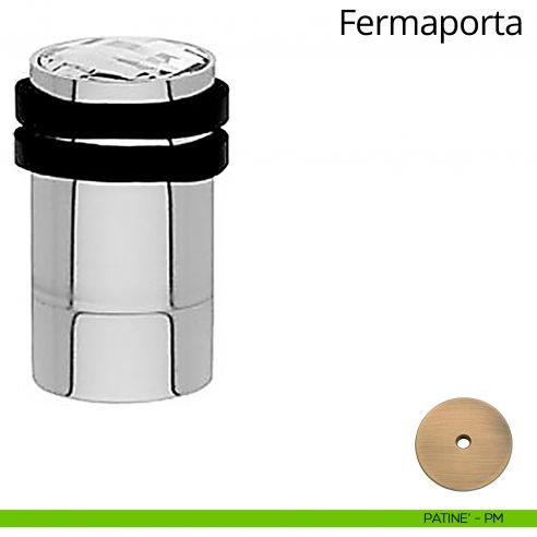 Fermaporta cilindrico con Swarovski e prolunga a pavimento Linea Calì patinè