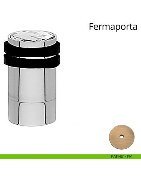 Fermaporta cilindrico con Swarovski e prolunga a pavimento Linea Calì patinè