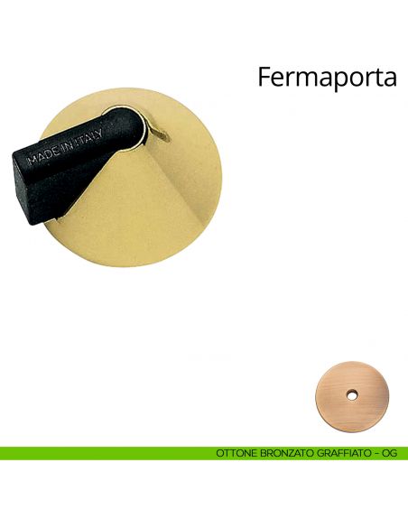 Fermaporta a pavimento Kono Linea Calì ottone bronzato graffiato