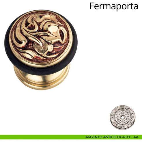 Fermaporta tondo a pavimento Vintage Linea Calì argento antico opaco