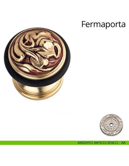 Fermaporta tondo a pavimento Vintage Linea Calì argento antico opaco