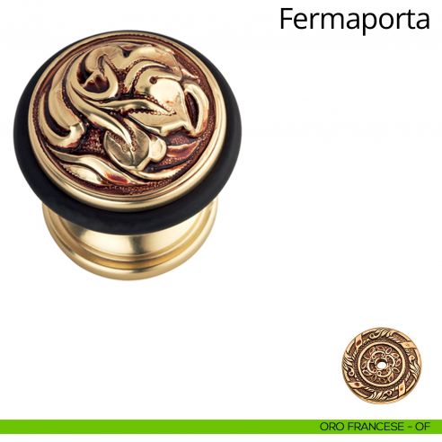 Fermaporta tondo a pavimento Vintage Linea Calì oro francese