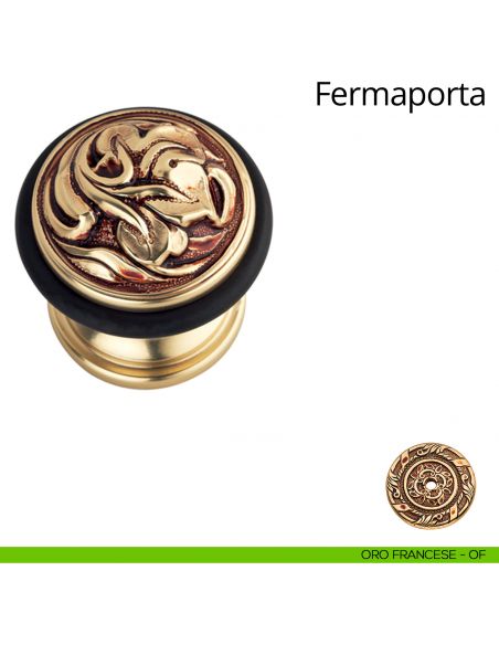 Fermaporta tondo a pavimento Vintage Linea Calì oro francese
