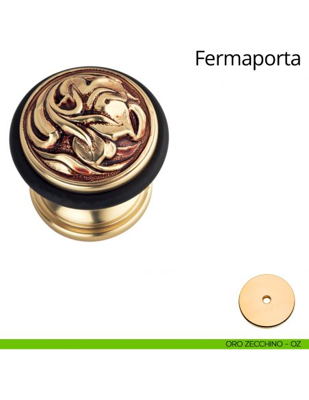 Fermaporta tondo a pavimento Vintage Linea Calì oro zecchino