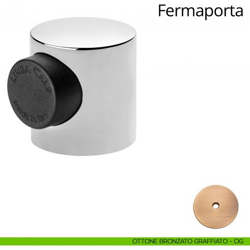 Fermaporta magnetico tondo Linea Calì ottone bronzato graffiato