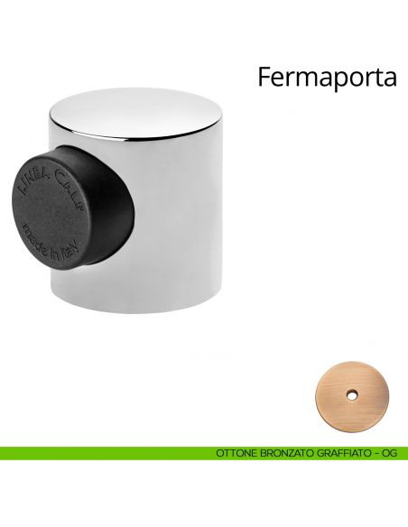 Fermaporta magnetico tondo Linea Calì ottone bronzato graffiato
