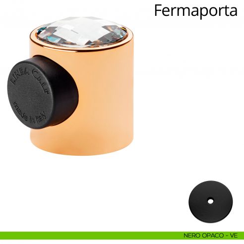 Fermaporta magnetico con Swarovski tondo Linea Calì  nero opaco