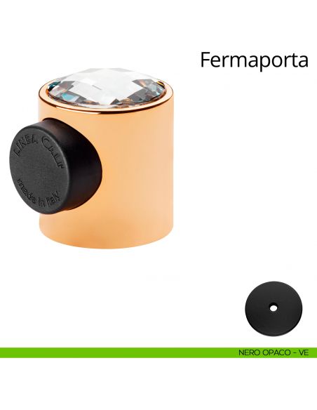 Fermaporta magnetico con Swarovski tondo Linea Calì  nero opaco