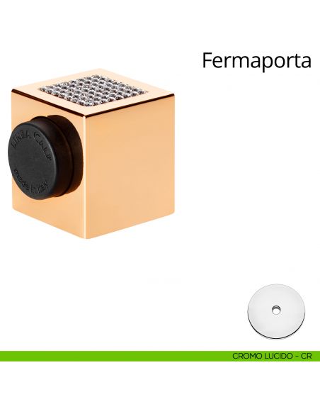 Fermaporta magnetico con Swarovski quadro Linea Calì cromo lucido
