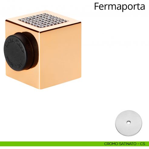 Fermaporta magnetico con Swarovski quadro Linea Calì cromo satinato