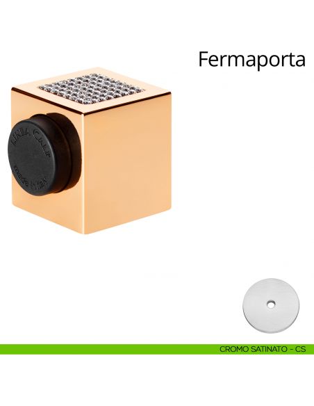 Fermaporta magnetico con Swarovski quadro Linea Calì cromo satinato
