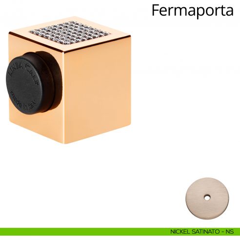 Fermaporta magnetico con Swarovski quadro Linea Calì nichel satinato