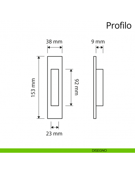 Maniglia ad incasso rettangolare per porta scorrevole Profilo Linea Calì