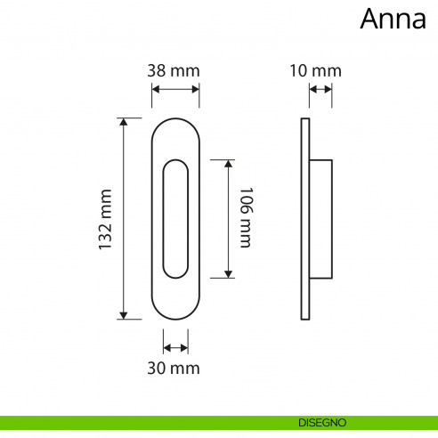 Placca ad incasso Anna per porta scorrevole Linea Calì cieca disegno